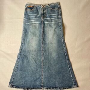 L.e.i Women's Vintage Denim Maxi Skirt Size 1 Blue A-Line Casual 90’s Gem
